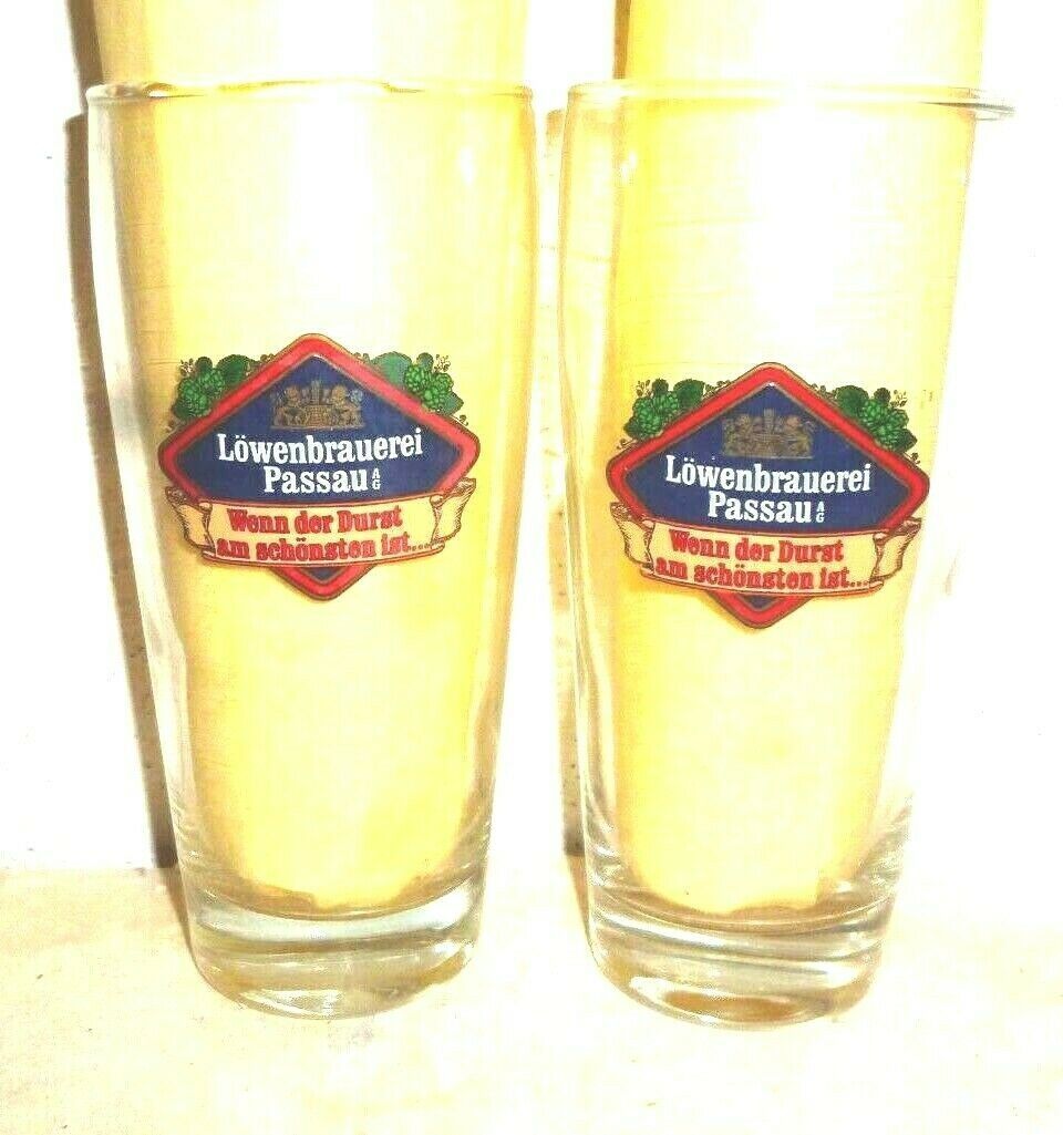 2 Lowenbrau Passau Vintage German Beer Glasses - $9.50