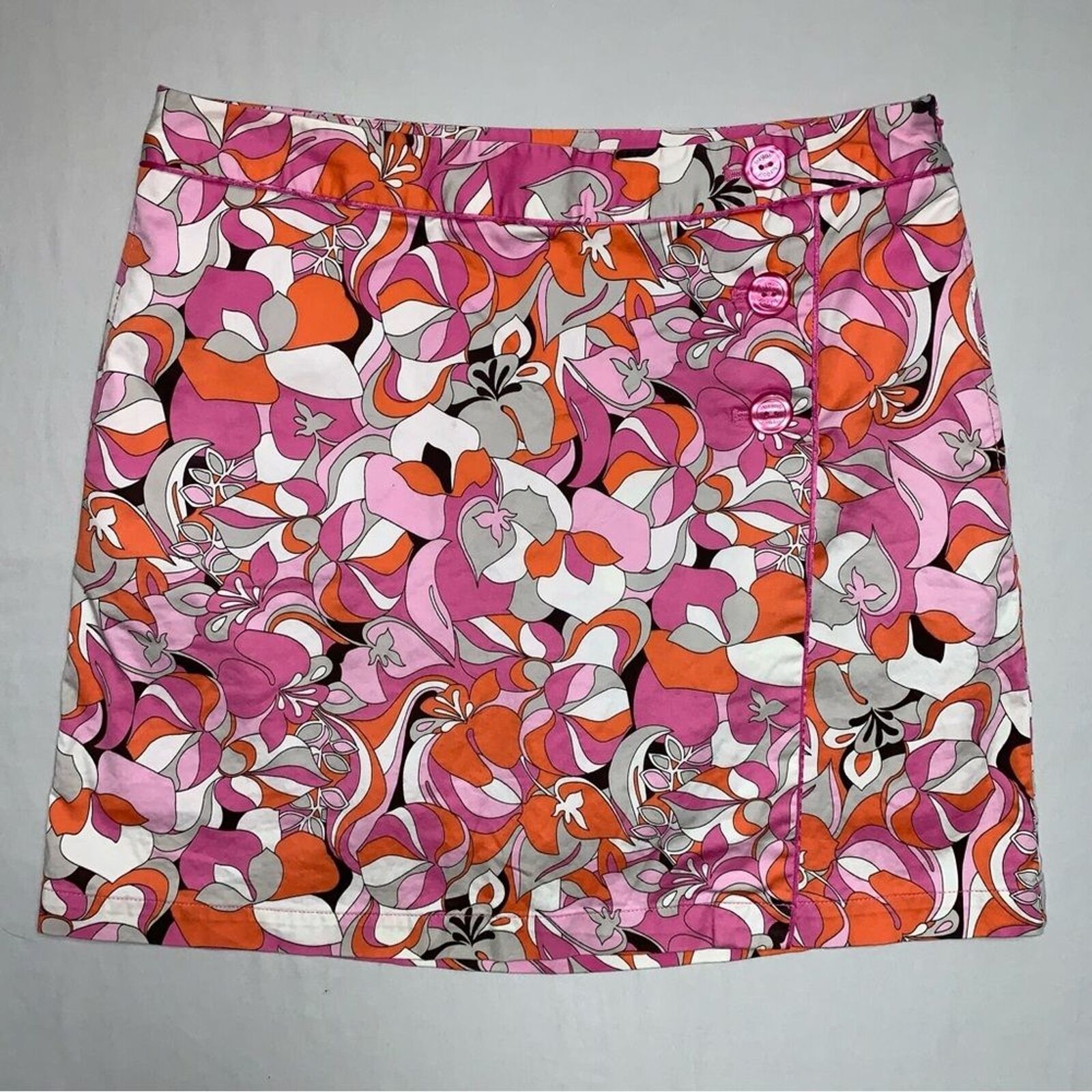 Primary image for Golf Tennis Skirt Skort Women's 10 Pink Retro Floral Activewear Athletic Sport