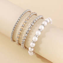 Pearl &amp; Acrylic Silver-Plated Beaded Stretch Bracelet Set - £12.01 GBP