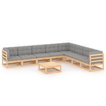  Garden Lounge Set Natural wood Solid pinewood, Polyester fabric - $1,579.00 CAD