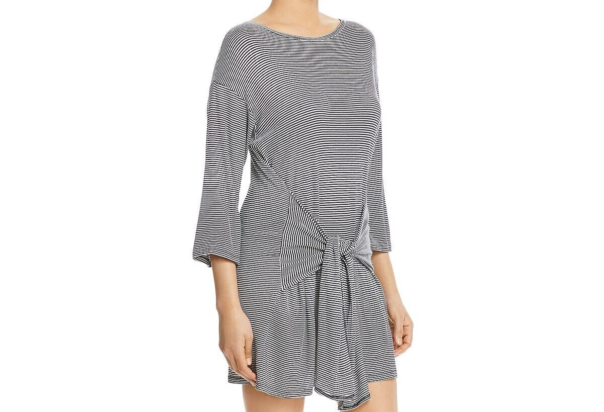 Women ELAN STRIPED TIE-FRONT T-SHIRT DRESS Size Large B4HP - $11.00