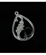 Vintage .925 Sterling Silver Oval Scroll Vine Black Onyx Necklace Pendan... - $18.16