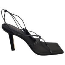 Good American Caged Slanted Sandals Strappy Heel Black Neoprene Womens S... - $45.46