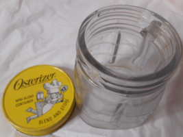 Vintage Osterizer Plastic Mini-Blend Container Jar Blend &amp; Store 8oz Yellow Lid - £4.57 GBP