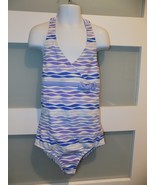 LANDS&#39; END KIDS MULTI-COLOR WAVES HALTER TIE SWIMSUIT SIZE 12 GIRL&#39;S - $18.05