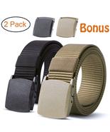Nylon Military Tactical Belt 2 Pack Outdoor Web Belt With Plastic Buckle - £11.00 GBP