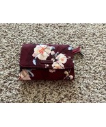 Vera Bradley Iconic RFID Compact Wallet Performance Floral Burgundy NWOT 5” - $29.78 CAD