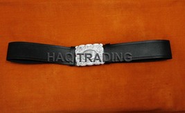 Waist Belt Chrome Buckle Black Leather for Piper or Drummer Adjustable - £56.51 GBP+