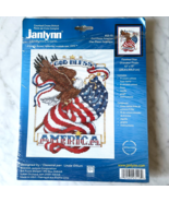 Janlynn God Bless America Counted Cross Stitch Kit Patriotic - Started - $265.84 MXN
