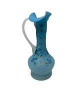Antique Blue Bristol Glass Ewers with Enamel Design and Applied Handles ... - £66.17 GBP