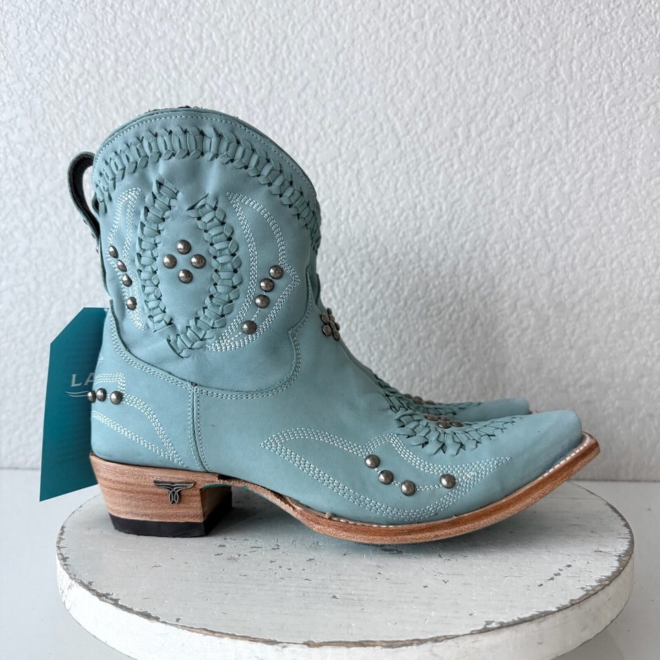 Lane COSSETTE Womens Cowboy Bootie 7.5 Blue Cowgirl Western Ankle Boots Snip Toe Item image 2