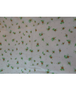 VTG Off White Cotton Eyelet Floral Fabric w reddish &amp; green floral 44&quot;X ... - $33.25 CAD
