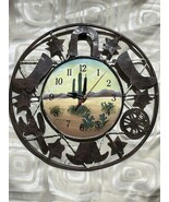 Rustic Western Boot Hat Saddle Sheriff Star Die-Cut Metal Wall Clock - $24.70