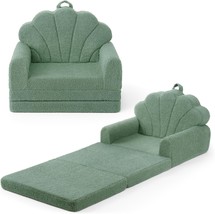 Blissful Diary Kids Couch, 2-In-1 Soft Toddler Couch Fold Out,, Green Shell - $77.99