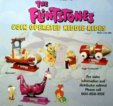 The Flintstones Kiddie Rides FLYER Original Dino The Dinosaur Flint Mobile 1994 - £20.18 GBP