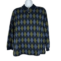 Imprints Men&#39;s Diamond Pattern Long Sleeved Polo Shirt Size M - $23.13