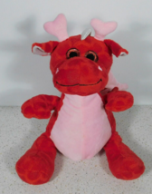 Hug Fun Red Dragon Plush Pink Hearts 12&quot; tall - £8.50 GBP