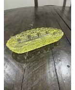 Vtg Uranium Glass Vaseline Decorative Art Boat Shape Bowl Glows 8.25” - $67.87 CAD