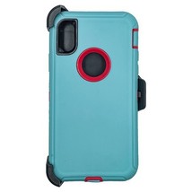 Heavy Duty Case Cover w/Clip Holster Water BLUE/PINK For I Phone Xr - £6.61 GBP