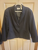 Villager by Liz Claiborne Womens Black White Pinstripe Button Blazer Jacket Sz18 - £5.83 GBP