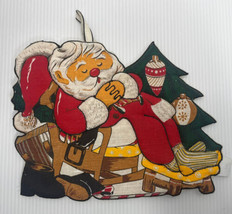 Vintage 1987 Santa Claus Asleep in Chair Decorative Hot Pad Pot Holder O... - £7.57 GBP