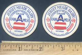 2 Jersey Meade Dairy Holstein Kansas City Missouri MO Raw Milk Bottle Ca... - £12.62 GBP