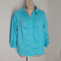 Lane Bryant Button Up Collared Shirt ~ Sz 22 ~ Blue ~ Long Sleeve - $22.49