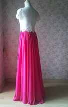 Fuchsia Hot Pink Full Chiffon Skirt Women Cusotm Plus Size Flowy Maxi Skirt image 3