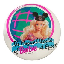 Magical World of Barbie Disney 1994 EPCOT Pin Button Mickey Ears Mattel - £14.45 GBP
