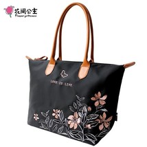 Flower Princess Nylon Embroidery Women Handbags Fashion Casual Tote Bags Origina - £61.43 GBP