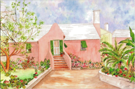 Postcard Bermuda Reprint Old House in St. George Watercolor Jackie Holmes 6 x 4&quot; - £3.89 GBP