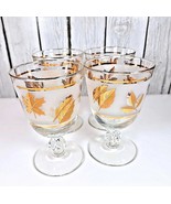 Libbey Gold Leaf Frosted Wine Glasses Set of 4 Mid Century 1960s Barware... - $26.68