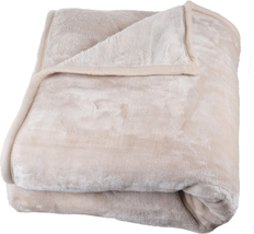 Beige Solid Soft Heavy Thick Plush Mink Blanket 8 Pound - £86.77 GBP