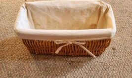 Wicker Basket Caddy Tote Tray With Liner Storage Carry 11.5x5x5 Rattan W... - $9.99