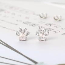 LAMOON Natural Rose For Women Lovely Cat Paw Stud Earrings 925 Silver Gold Plate - £18.01 GBP