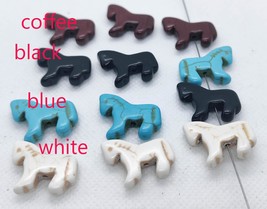 Double Carved --White Brown Black Jet Turquoise 18X25mm Zuni Horse Turqu... - €2,53 EUR