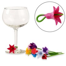 6pc.  Flowers Silicone Glass Marker/ Glass Charms/Drink Markers/Drink Identifier - £6.48 GBP