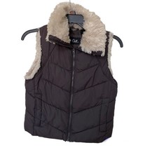 Big Chill Puffer Brown Vest Medium Jacket Sherpa Collar - £12.93 GBP