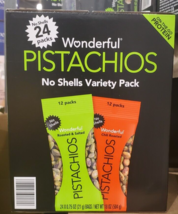 Wonderful Pistachios NO-SHELL Variety Pack, 0.75 Oz, 24-COUNT - £25.32 GBP