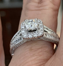 Filigree Engagement Ring 2.50Ct Princess Diamond 14k White Gold Finish Size 6.5 - £118.04 GBP