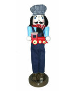 SANTA&#39;S WORKSHOP 14&quot; WOODEN NUTCRACKER TRAIN CONDUCTOR ENGINEER XMAS DEC... - $888.52 MXN