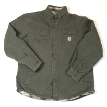 Carhartt Mens Green Snap Flannel Lined Shirt Jac Shacket Size LT 100590 316 - $39.59