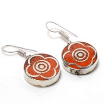 Red Coral Handmade Bohemian New Year Gift Jewelry Earrings Nepali 1.70" SA 3145 - £4.78 GBP