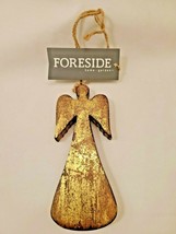 Foreside Home &amp; Garden 6 Inch Mango Wood Angel Christmas Tree Ornament Gold - £12.01 GBP