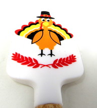 Thanksgiving Turkey Spatula White Silicone Wood Handle 8 1/2&quot; Kitchen Sc... - $12.86