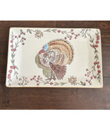 Eli &amp; Ana Turkey Print Ceramic Platter Floral Thanksgiving Fall New - £29.02 GBP