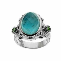 Sterling Silver Turquoise Doublet &amp; Chrome Diopside Ring-Size 7 - £56.05 GBP