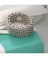 Size 7.5 Tiffany &amp; Co Sterling Silver Somerset Mesh Weave Ring Unisex AU... - £252.40 GBP