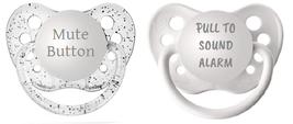 Baby Pacifier Set - Mute Button Paci - Pull to Sound Alarm Binky - 0-18 months - £14.85 GBP