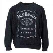 Jack Daniel&#39;s Label Women&#39;s Mineral Wash Crew Neck Fleece Sweatshirt Black - £48.97 GBP+